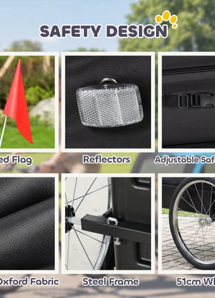 Dog Bike Trailer, Pet Cart Bicycle Carrier with 20" Air Tires, Quick-Release Wheels, Reflectors, Flag