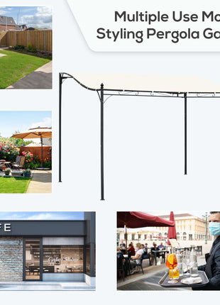 10' x 13' Outdoor Pergola Gazebo, Steel Patio Canopy with Weather-Resistant Fabric and Drainage Holes, Cream White