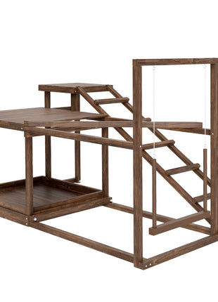Chicken Perch with Swing, Roosting Bars & 2 Ladders for 4–6 Hens, Wooden