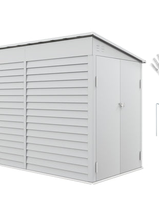 Garden Shed 4.6ft x 9ft Lockable for Lawn Mower Garden Yard, White