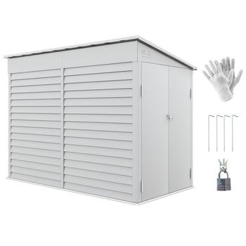 Garden Shed 4.6ft x 9ft Lockable for Lawn Mower Garden Yard, White