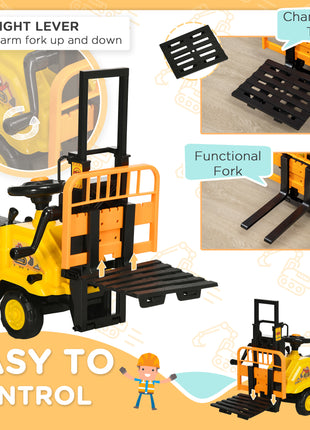 Sit and Scoot Ride-on Toy with Forklift Operation, Construction Toys for Kids with Under Seat Storage, Forklift Toy