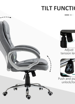 High Back Home Office Chair Executive Computer Chair with Adjustable Height, Upholstered Thick Padding Headrest and Armrest - Grey