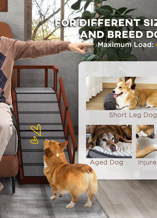 Wooden Dog Ramp with Removable Guardrails, Non-Slip Surface, 60" Long, Brown