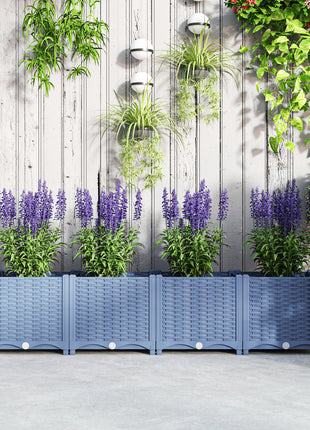 Plastic Raised Garden Bed, 5 x 1 x 1 ft Outdoor Flower Box with Drainage Holes for Vegetables, Herbs, Blue