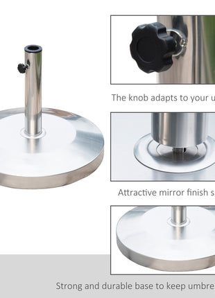 55lb Round Stainless Steel Outdoor Patio Umbrella Stand Base with Heavy Cement Bottom & Mirror Finish