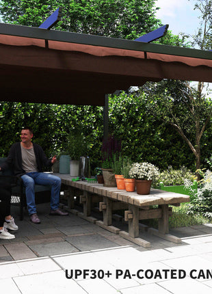 13' x 13' Aluminum Retractable Pergola Canopy, Outdoor Pergola for Garden, Patio, Backyard, Deck, Brown