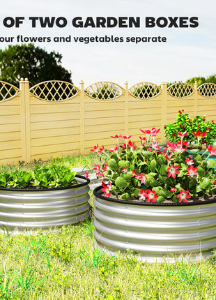 Set of 2 Raised Garden Bed, Metal Planter Box with Safety Edging, Easy-to-assemble Stock Tank 3'x3'x1.4' Silver