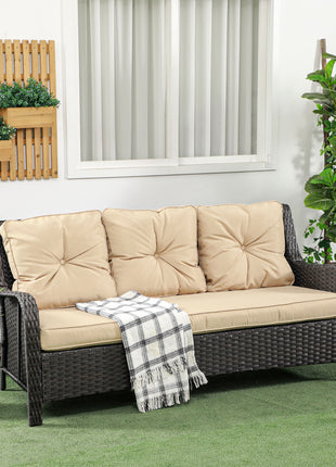 3-Seater Outdoor Sofa w/ 4" Thick Cushions, Outdoor Couch, Beige
