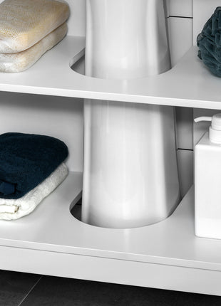 Under Sink Pedestal Storage Bathroom Cabinet, Gray White