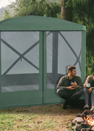 Pop Up Camping Canopy Gazebo Screen Shelter Tent with Single Person Easy Set-Up, Ventilating Mesh, Portable Carry Bag for Outdoor Tenting Party Event, 7x7FT, Green