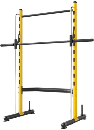 Squat Rack with Pull Up Bar and Barbell Bar Adjustable Bench Press Multi-Function Weight Lifting Half Rack, Yellow