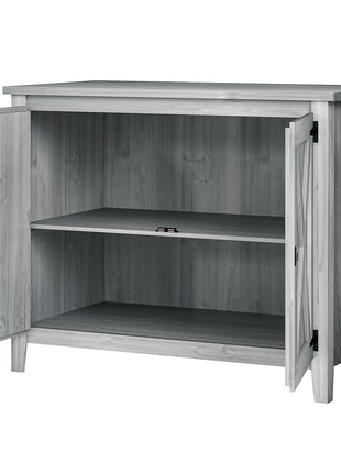 Wooden Outdoor Storage Cabinet, Garden Shed Potting Shed with Shelf and Double Doors, Light Gray