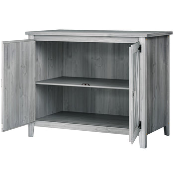 Wooden Outdoor Storage Cabinet, Garden Shed Potting Shed with Shelf and Double Doors, Light Gray