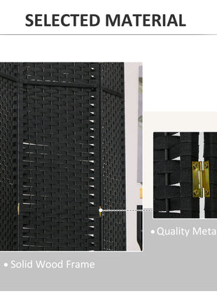 Folding Room Divider Screen 8 Panel 5.6 ' Tall Privacy Screen Freestanding Room Partition for Home Office, Black