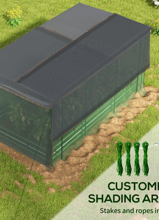 Galvanized Steel Planter Box with Crop Cage and Shade Cloth, Raised Garden Bed for Flowers, Veggies and Herbs, Green