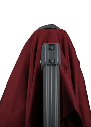 10ft Offset Patio Umbrella, Hanging Cantilever Umbrella, Square Shape, Aluminum Cross Base, Tilt, 360-Degree Rotation, Red