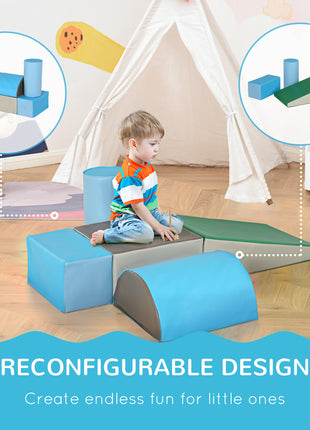 5 Piece Climb and Crawl Activity Play Set, Baby Soft Play Set, Foam Climbing Blocks for Toddlers, Kids Preschooler Indoor Play Equipment Contemporary