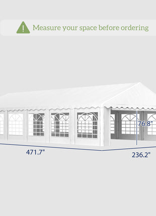 20' x 40' Party Tent, Outdoor Canopy Tent with Removable Sidewalls, 12 Windows for Parties, Wedding, Events, BBQ, White