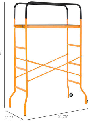 4-Step Steel 4.6 x 2 x 6 ft. Scaffold 2 Wheels Free Moving for Indoor & Outdoor Decoration Anti-Skid, 440 Pound Capacity