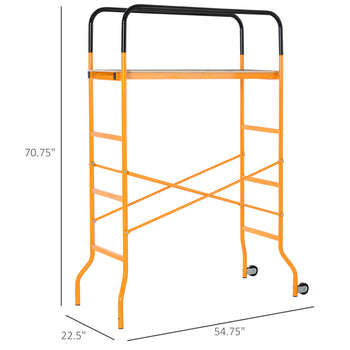 4-Step Steel 4.6 x 2 x 6 ft. Scaffold 2 Wheels Free Moving for Indoor & Outdoor Decoration Anti-Skid, 440 Pound Capacity
