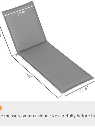 Foldable Chaise Lounge Cushion Set of 2, Outdoor Lounge Chair Cushion Set, UPF50+ 200gsm Fabric, 76" x 23", Gray