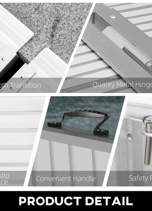 8' Foldable Handicap Ramp for Home, Steps, Doorways, Aluminum Portable Wheelchair Ramp, Textured Threshold Ramp, Silver
