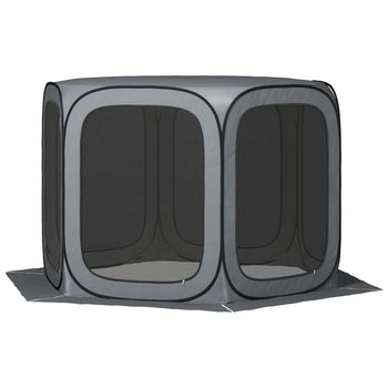 11 x 11ft Pop Up Screen Tent, UPF50+ Portable Camping Gazebo Screen House with Carry Bag, Dark Gray