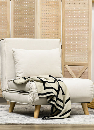 Chair Bed W/ Adjustable Backrest, 2-in-1 Multi-Functional Sofa Bed, Beige
