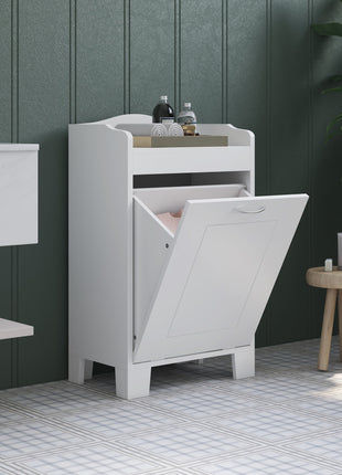 31" Tilt Out Laundry Hamper, Free Standing Home Organizer Hamper, Bathroom Storage Cabinet, White