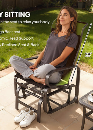 Gliding Lounger Chair Set of 2, Single Rockers with Lightweight Metal & Mesh Construction, Brown