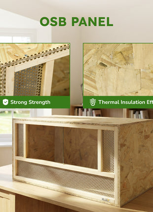 Wooden Reptile Terrarium with Sliding Door for Chameleon, Lizard, Snake, Frog, Turtle, 31.5" x 15.7" x 15.7"