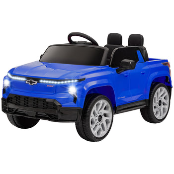 12V Chevrolet Silverado EV RST Licensed Kids Electric Car with Parent Remote Control, Spring Suspension, Blue