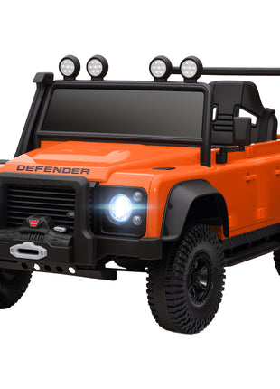 Land Rover Licensed Electric Car for Kids with Remote Control, Dual Motors, Spring Suspension, LED Lights, Orange