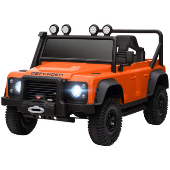 Land Rover Licensed Electric Car for Kids with Remote Control, Dual Motors, Spring Suspension, LED Lights, Orange