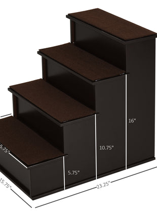 Pet Stairs, Small Pet Steps with Cushioned Removable Covering for Dogs and Cats Up To 22 lbs, Brown