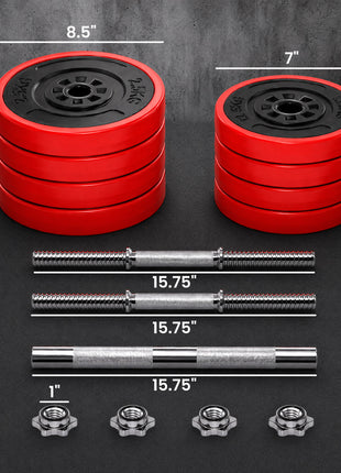 Adjustable Dumbbell Set, 44lbs Convertible to Barbell Weight Set for Home Gym Women and Men Weight Lifting Training