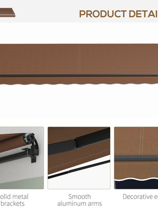 16' x 10' Retractable Awning, 280gsm UV Resistant Sunshade Shelter for Deck, Balcony, Yard, Brown
