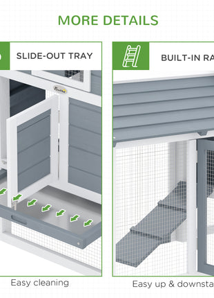 59" Small Wooden Chicken Coop Hen House Poultry Cage for Outdoor Backyard with 2 Doors, Nesting Box and Removable Tray, White