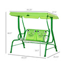 Kids Patio Swing, Adjustable Canopy Swing Glider, Kids Outdoor Swing Chair with 2 Seats, Seat-Belted Safety, Green