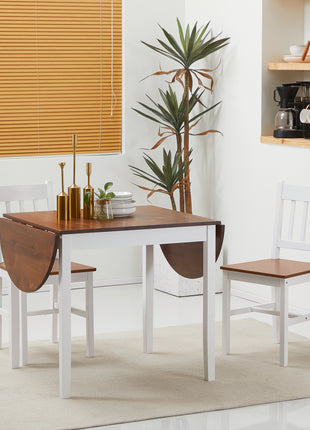 55" Wood Kitchen Table, Drop Leaf Tables for Small Spaces, Brown