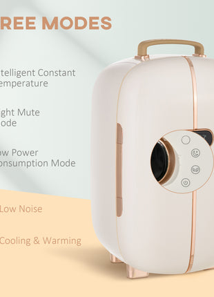 Portable Skincare Fridge with LED Display, 12L Mini Fridge for Beauty, Makeup and Cosmetics, Small Refrigerator Cooler for Bedroom, Home Office, Desktop, White
