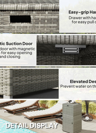 Outdoor Towel Rack for Pool w/ Drawer & Cabinet, Gray