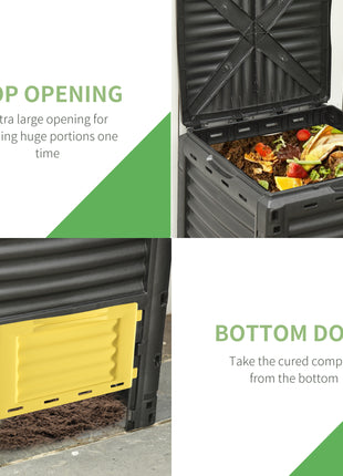 Garden Compost Bin 80 Gallon Outdoor Large Capacity Composter Fast Create Fertile Soil Aerating Box, Yellow