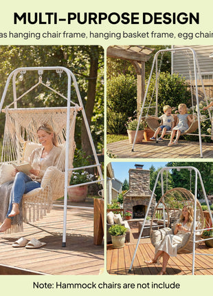 Hammock Chair Stand  Indoor and Outdoor Use with Anti-Slip Foot Pads, 2 Carabiners, White