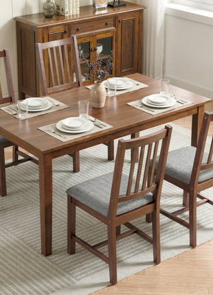 Set of 4 Dining Chairs, Upholstered Dining Room Chairs with Rubberwood Legs for Kitchen, Farmhouse Walnut