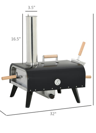 Pellet Wood Fired Pizza Oven, Outdoor Pizza Maker with 12" Rotating Stone, Peel and Waterproof Cover