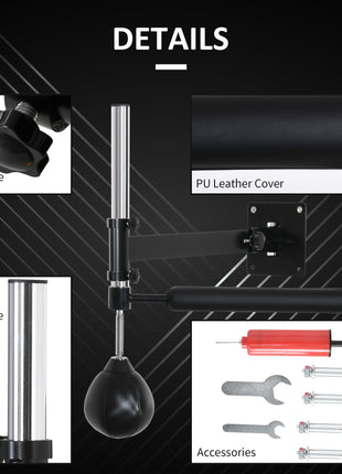 Lightweight Fast-Reflexes Speed Bag Boxing Punching Bag Wall Mount Height Adjustable, MMA, Martial Arts, and Boxing Equipment for Training at Home, Heavy-Duty, 9" H x 7" Dia.