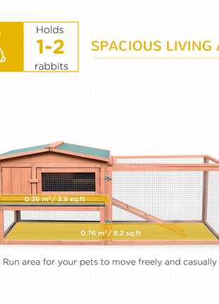 Rabbit Cage Outdoor, 62" Wooden Outdoor Rabbit Hutch, Small Animal Habitat with Detachable Run and Elevated Main House, Natural