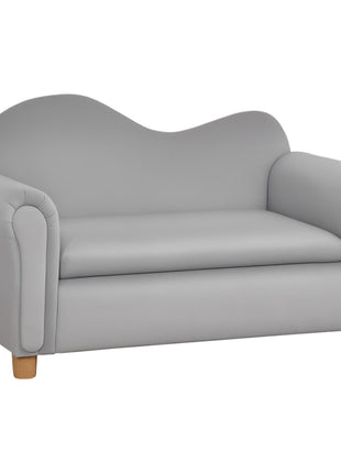 Ergonomic Foam Kids Sofa with Inner Toy Storage Chest, Velvet Kids Couch with Soft Arms, Children's Lounge Furniture, 33" x 16.25" x 19", Gray